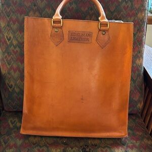 Edelman Leather Tote Bag Made in Italy Large Veg Tan Leather Shopper Patina